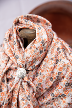 Load image into Gallery viewer, Rust Peach Grey Field Floral Wild Rag