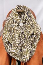 Load image into Gallery viewer, Olive Zebra Wild Rag