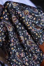 Load image into Gallery viewer, Black Gold Floral Paisley Wild Rag