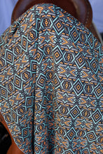 Load image into Gallery viewer, Grey Turquoise Orange Aztec Wild Rag