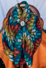 Load image into Gallery viewer, Burnt Orange Turquoise Diamonds Wild Rag