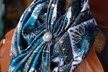 Load image into Gallery viewer, Teal Blue Medallion Wild Rag