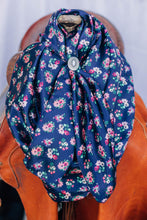 Load image into Gallery viewer, Navy Pink Floral Bouquet Wild Rag