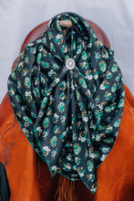 Load image into Gallery viewer, Black Turquoise Bouquet Floral Wild Rag