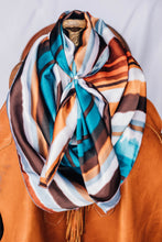 Load image into Gallery viewer, Blue Brown Copper Stripe Wild Rag