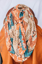 Load image into Gallery viewer, Coral Orange Turquoise Aztec Wild Rag