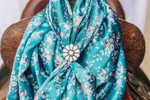 Load image into Gallery viewer, Turquoise Floral Wild Rag