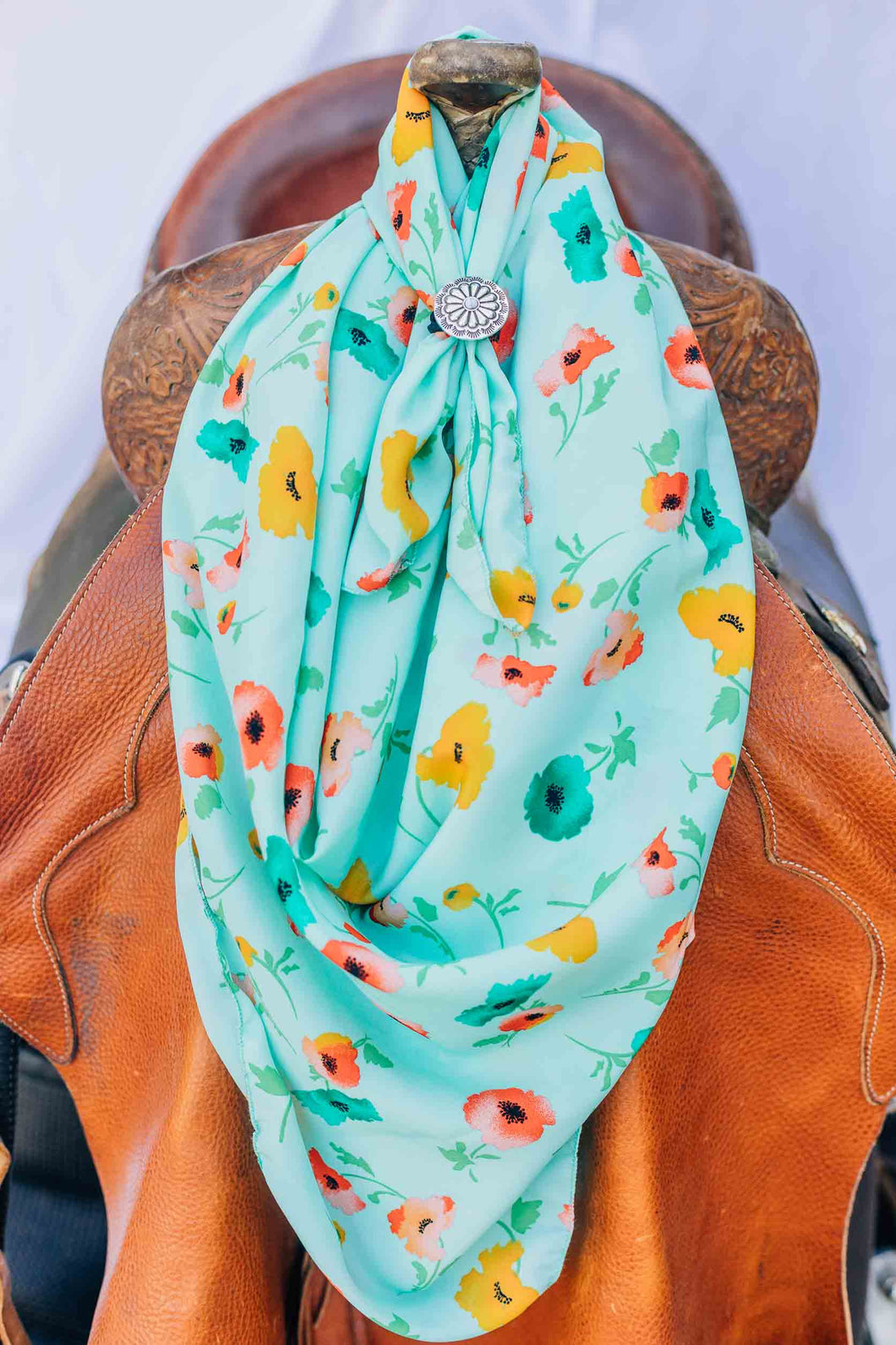 Mint Poppy Floral Wild Rag
