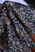 Load image into Gallery viewer, Black Gold Floral Paisley Wild Rag
