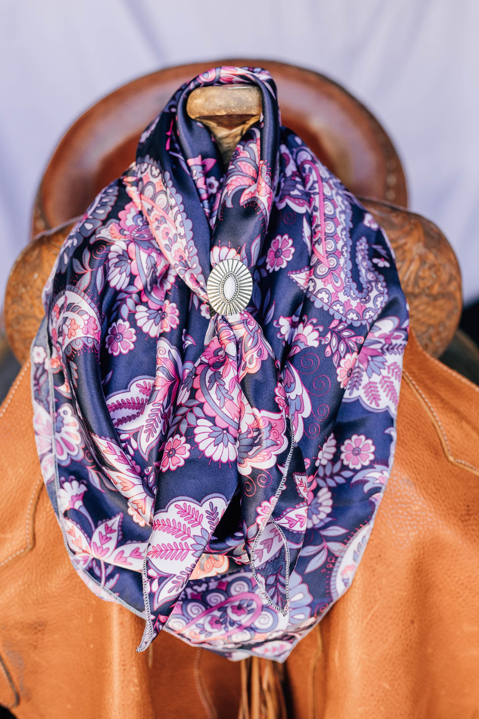 Navy Pink Large Paisley Wild Rag – ProRate Equine