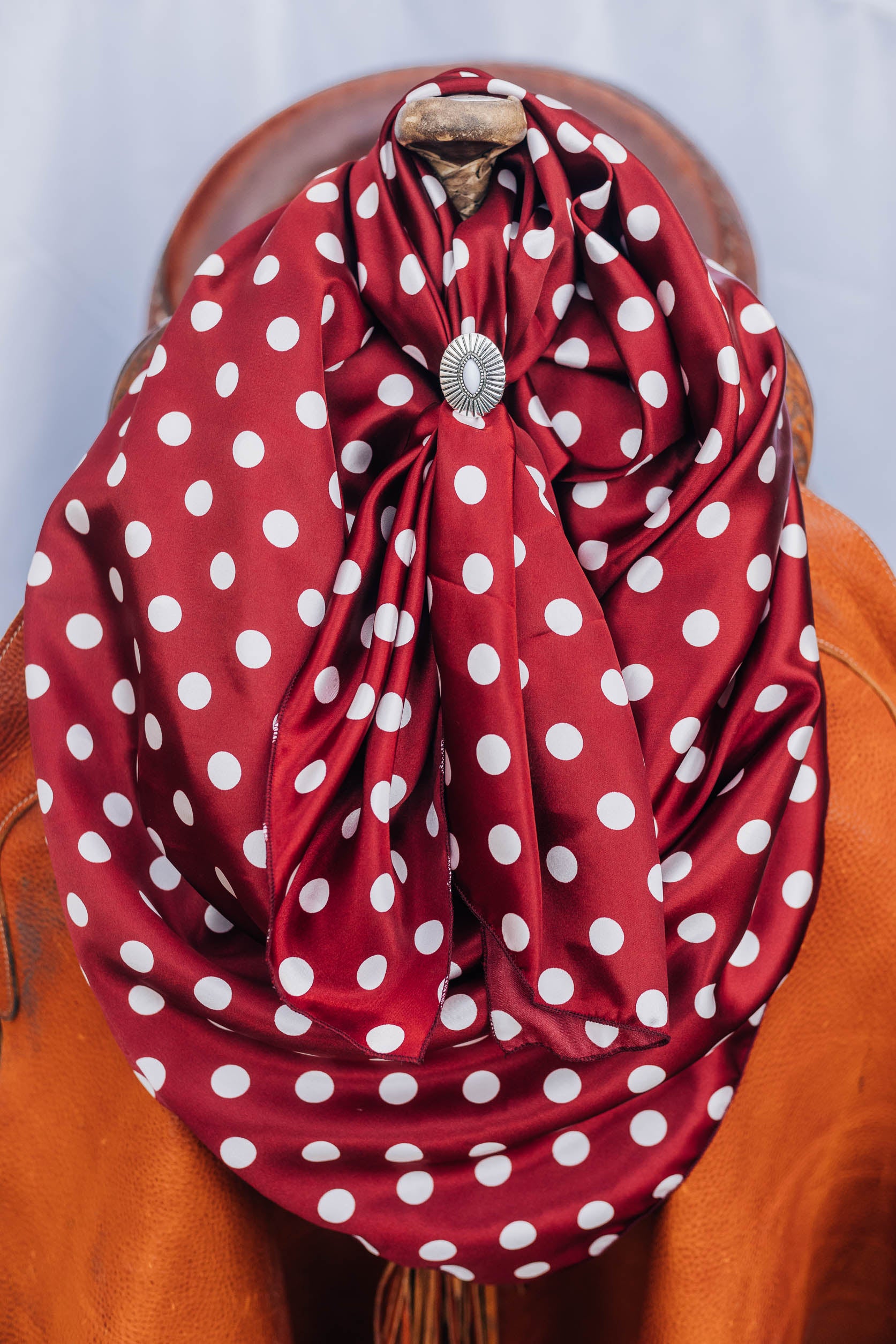 Garnet Red Penny Polka Dot Wild Rag – ProRate Equine