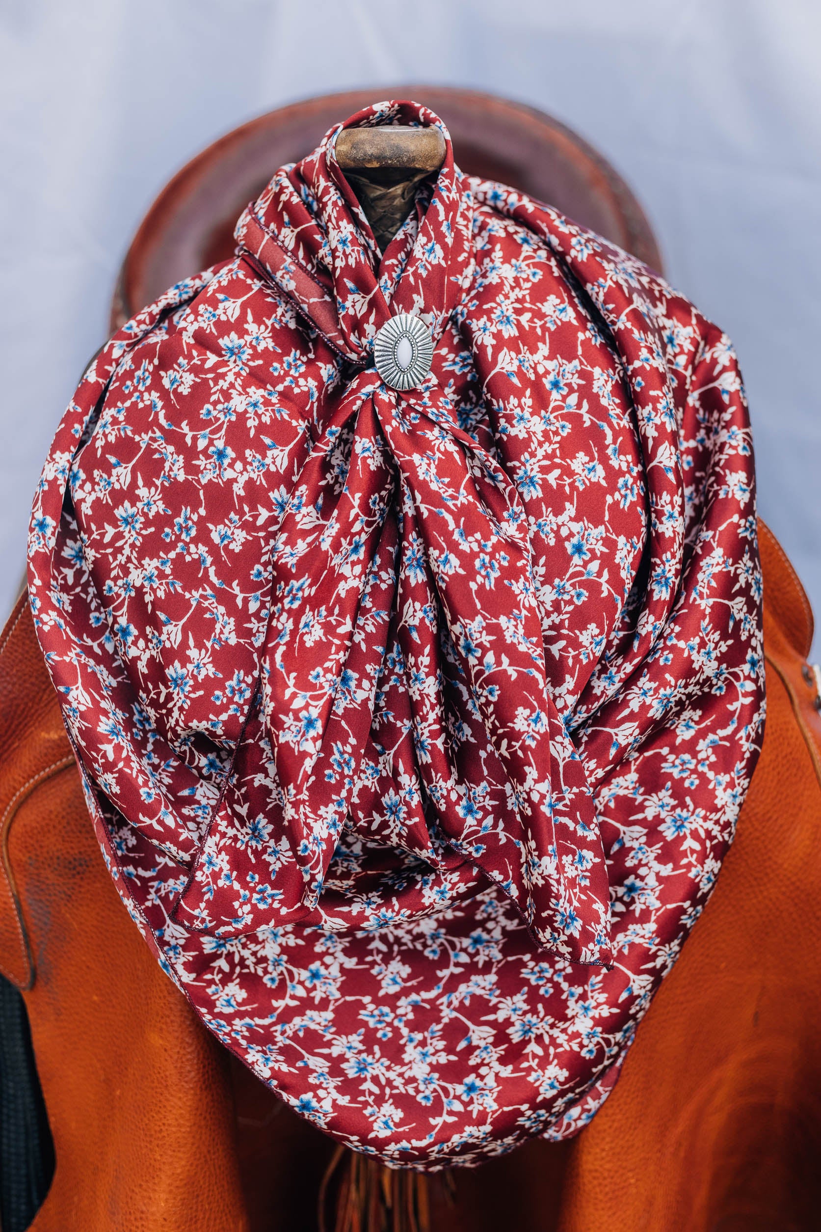 Maroon Blue Floral Wild Rag – ProRate Equine