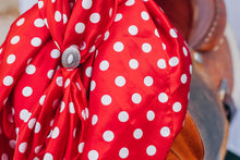Load image into Gallery viewer, Red Penny Polka Dot Wild Rag
