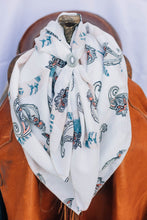 Load image into Gallery viewer, Cream Paisley Blush Feather Wild Rag

