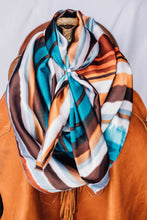 Load image into Gallery viewer, Blue Brown Copper Stripe Wild Rag
