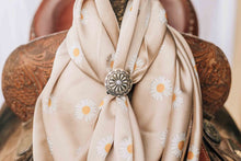 Load image into Gallery viewer, White Stone Daisy Floral Wild Rag Slide / Hair Tie / Scarf Slide
