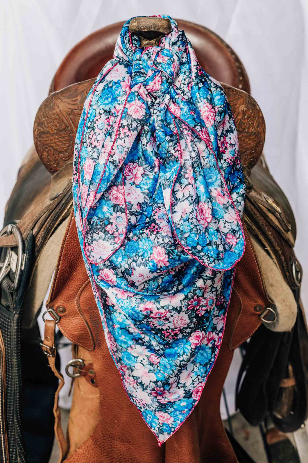 Blue, Pink Floral Wild Rag