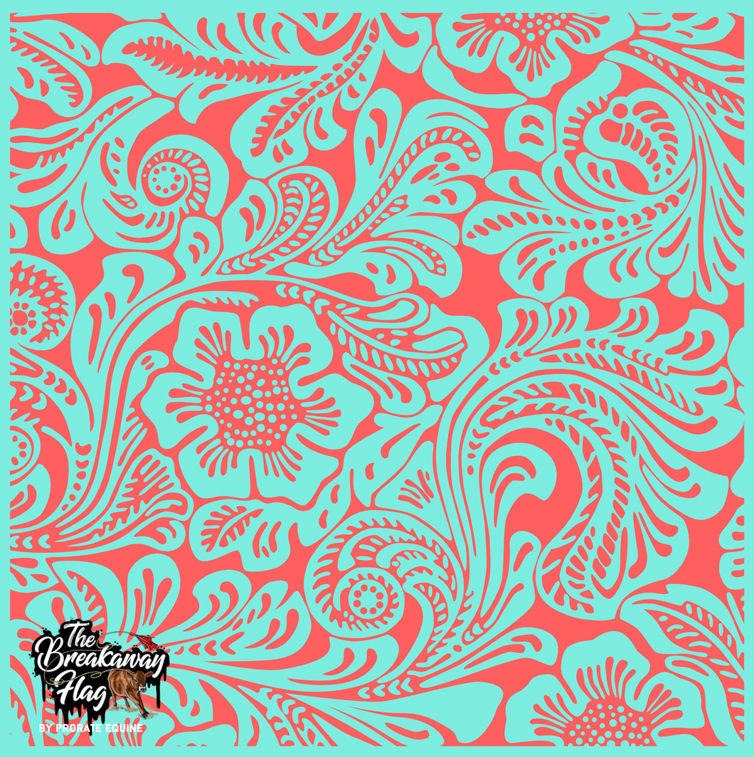 Tooled Floral Turquoise Breakaway Flag (College/Open/Pro)