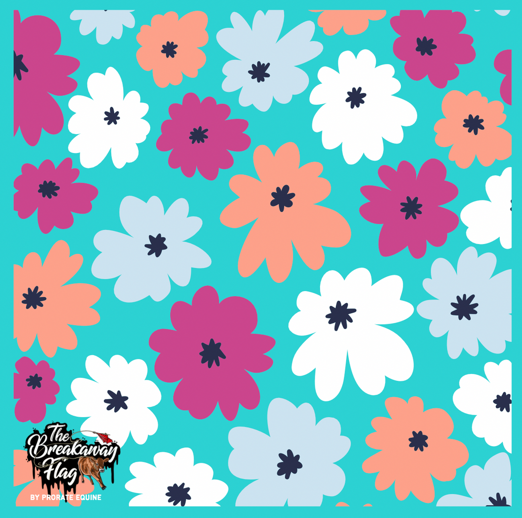 CLEARANCE - Turquoise Coral Floral Breakaway Flag (College/Open/Pro)