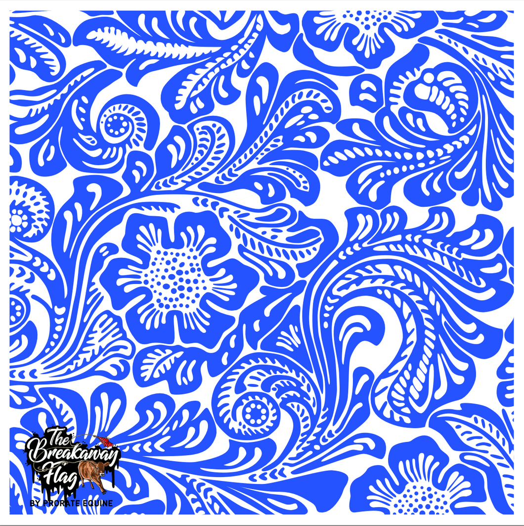 Tooled Floral Blue Breakaway Flag (College/Open/Pro)