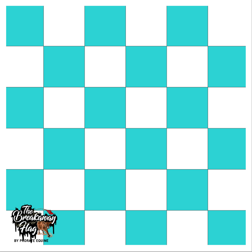 Checkered White Blue Turquoise Breakaway Flag (College/Open/Pro)