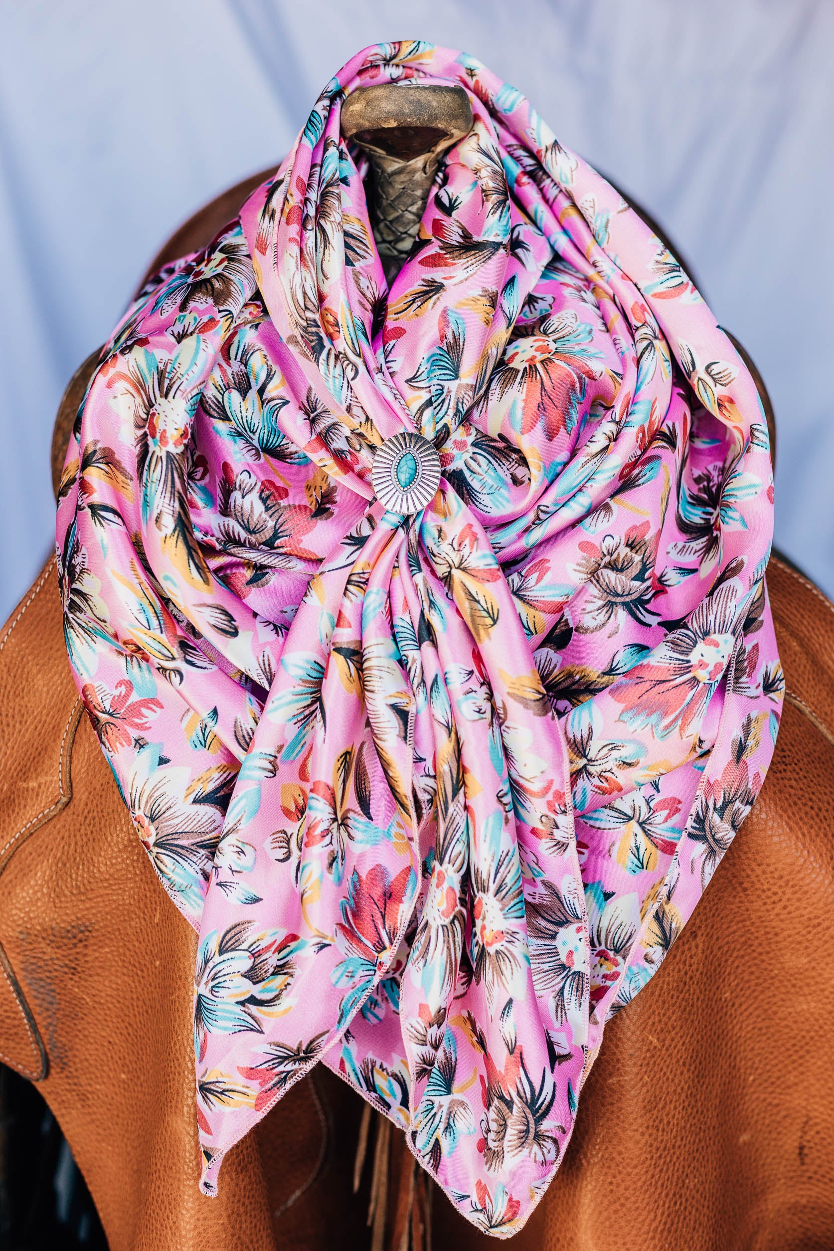 Pink Brown Blue Floral Wild Rag – ProRate Equine